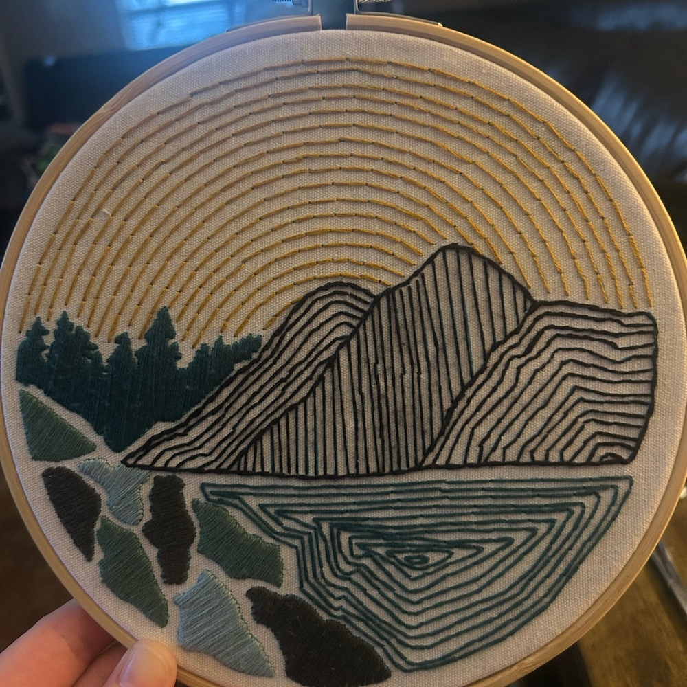 Mountain Landscape Embroidery Art